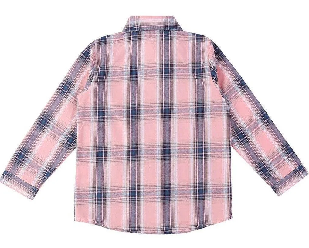 Girls Pink & Blue Regular Fit Checked Casual Shirt