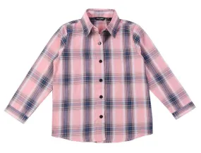 Girls Pink & Blue Regular Fit Checked Casual Shirt