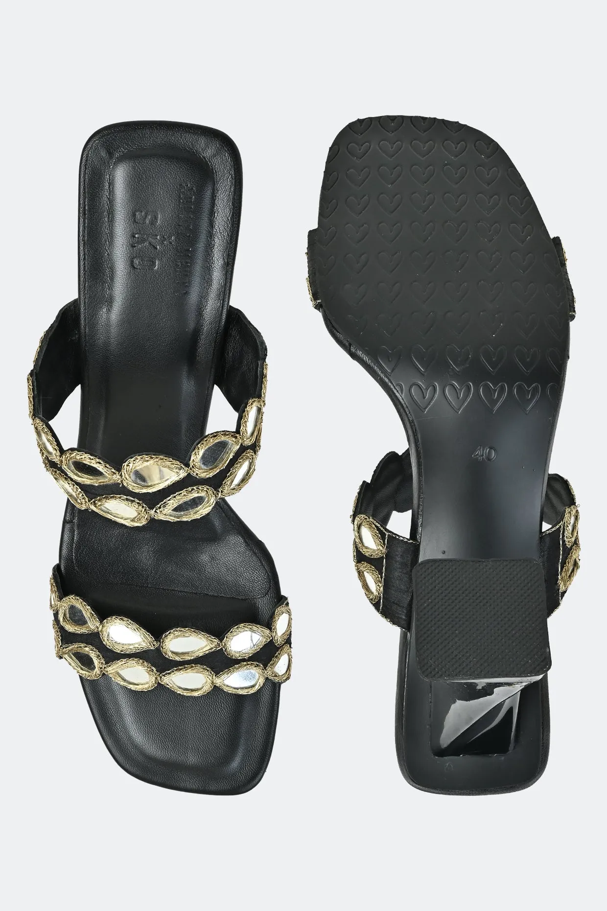 Glimmering Noir Heels For Women