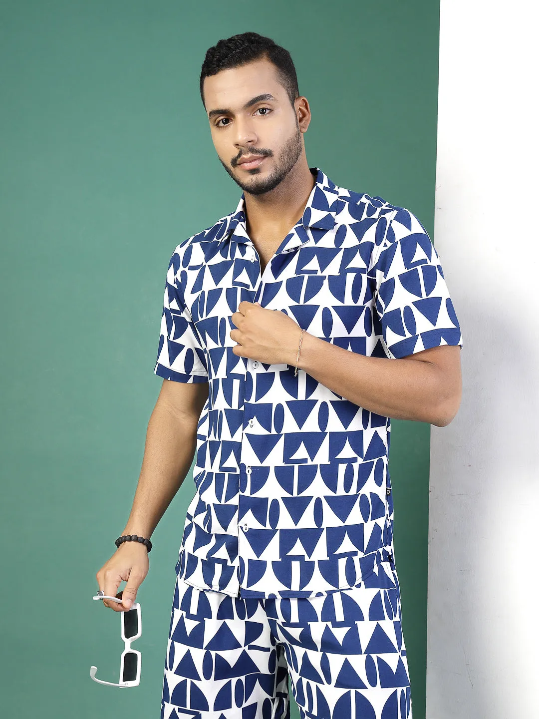 Men Abstract Zara Printed Rayon Co-ords