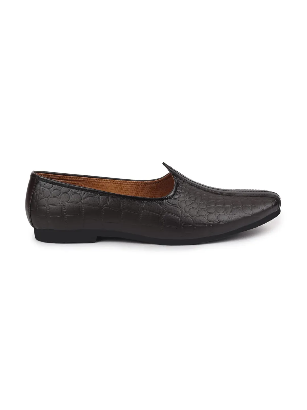 Men Brown Ethnic Slip-On Juttis