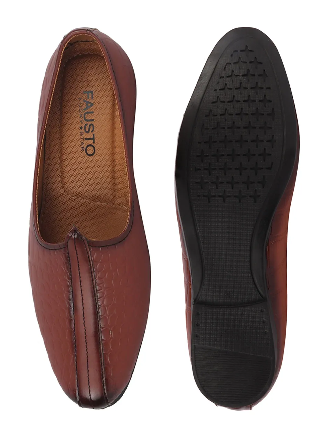 Men Tan Ethnic Slip-On Juttis