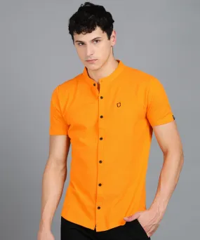 Men Yellow Slim Fit Solid Casual Shirt