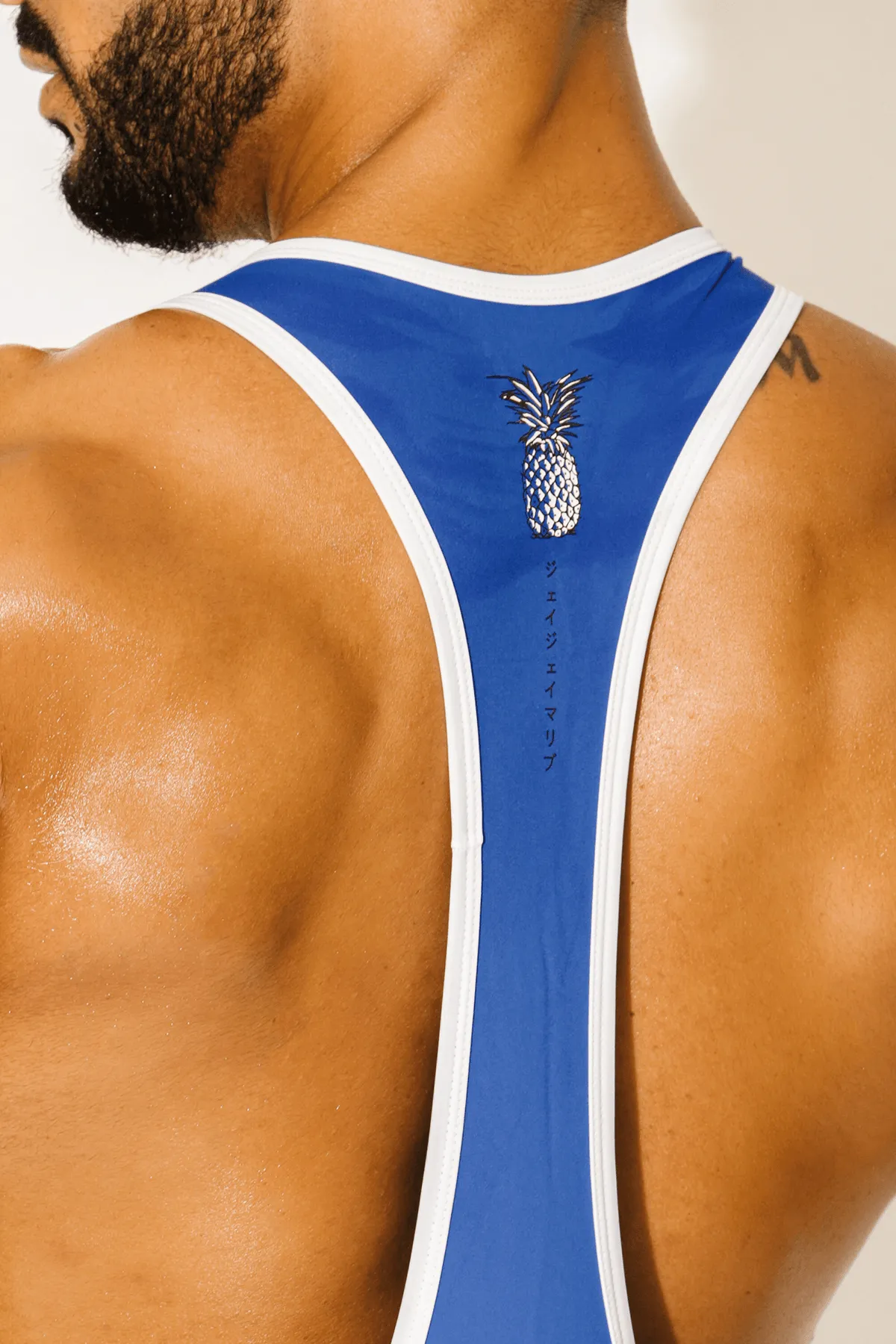 Men's Athletic Wrestling Singlet Bodysuit - Blue