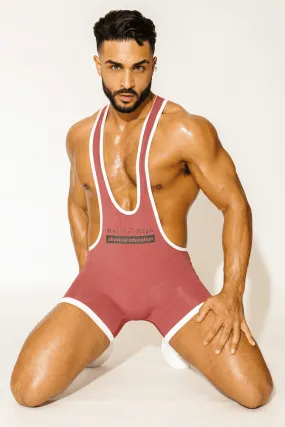 Men's Athletic Wrestling Singlet Bodysuit - Red