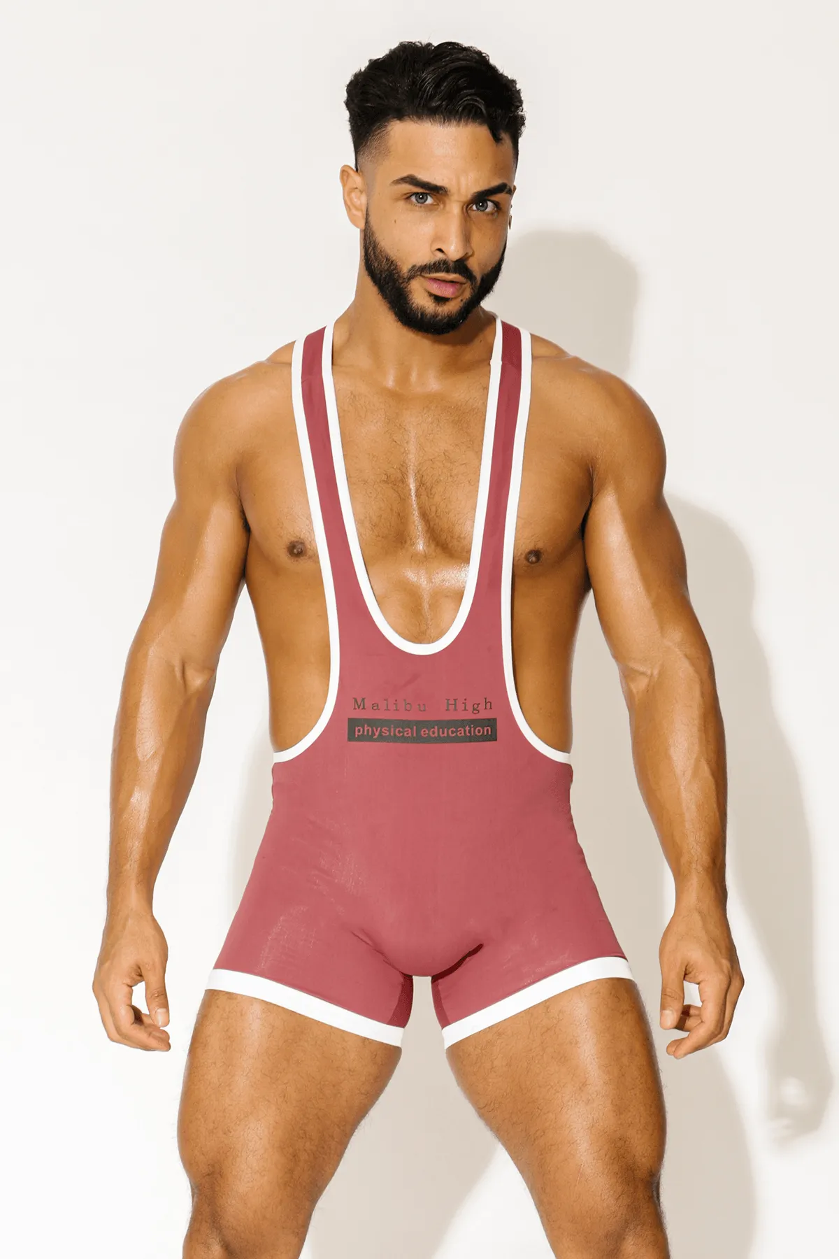 Men's Athletic Wrestling Singlet Bodysuit - Red