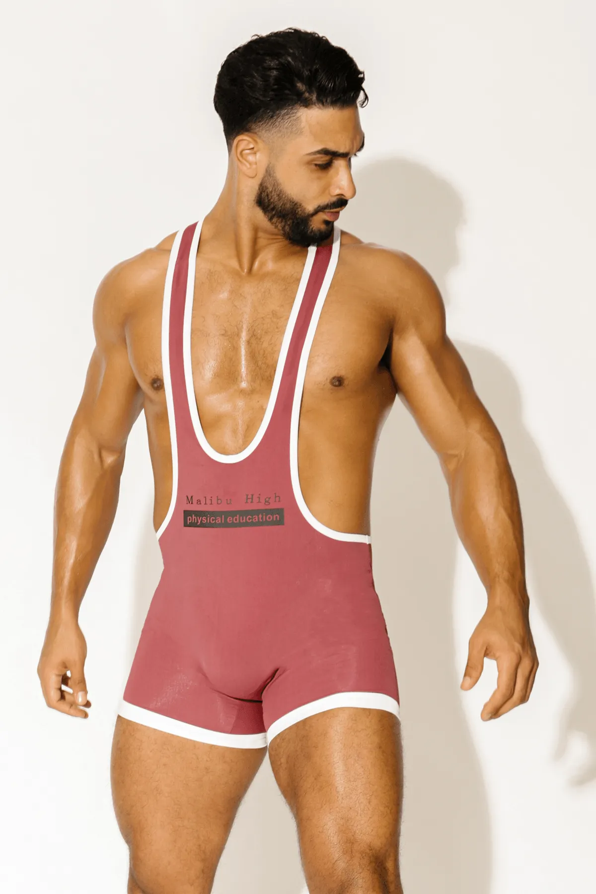 Men's Athletic Wrestling Singlet Bodysuit - Red