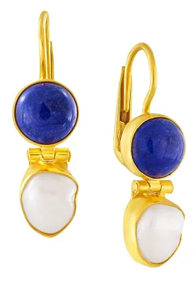 Moonlight Serenade Lapis and Pearl Earrings