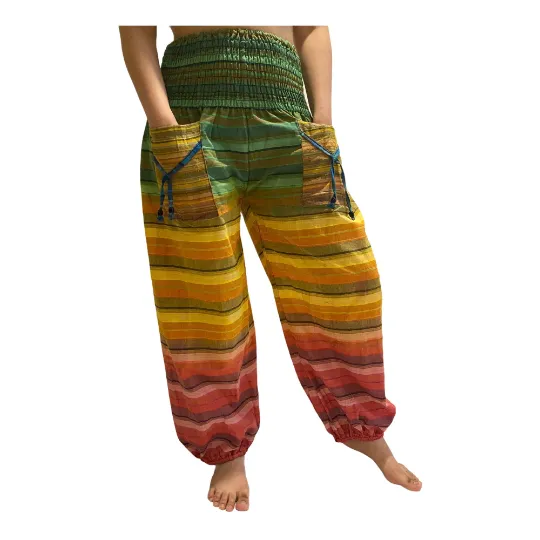 Multicolor Bohemian Cotton Pants