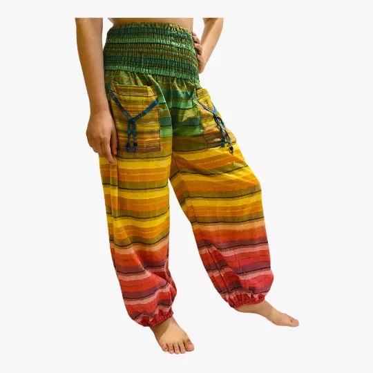 Multicolor Bohemian Cotton Pants