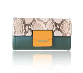 Natural & green Serena Clutch