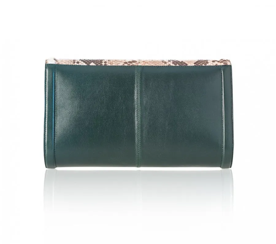 Natural & green Serena Clutch