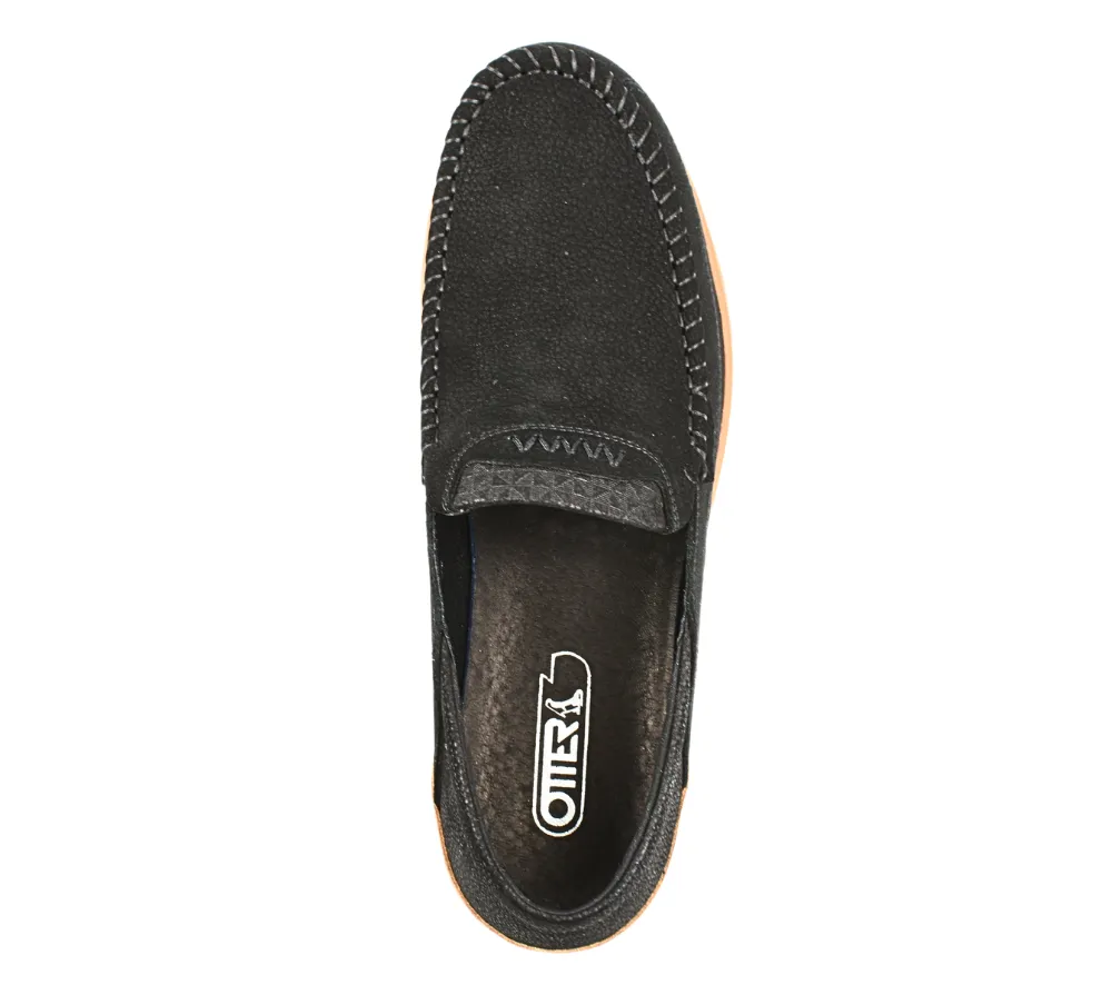 Pantofi casual, barbati, OTTER, L140004A negru, piele intoarsa