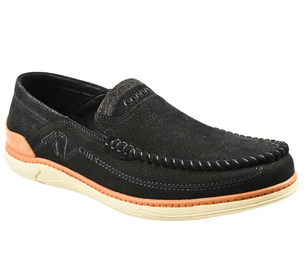 Pantofi casual, barbati, OTTER, L140004A negru, piele intoarsa