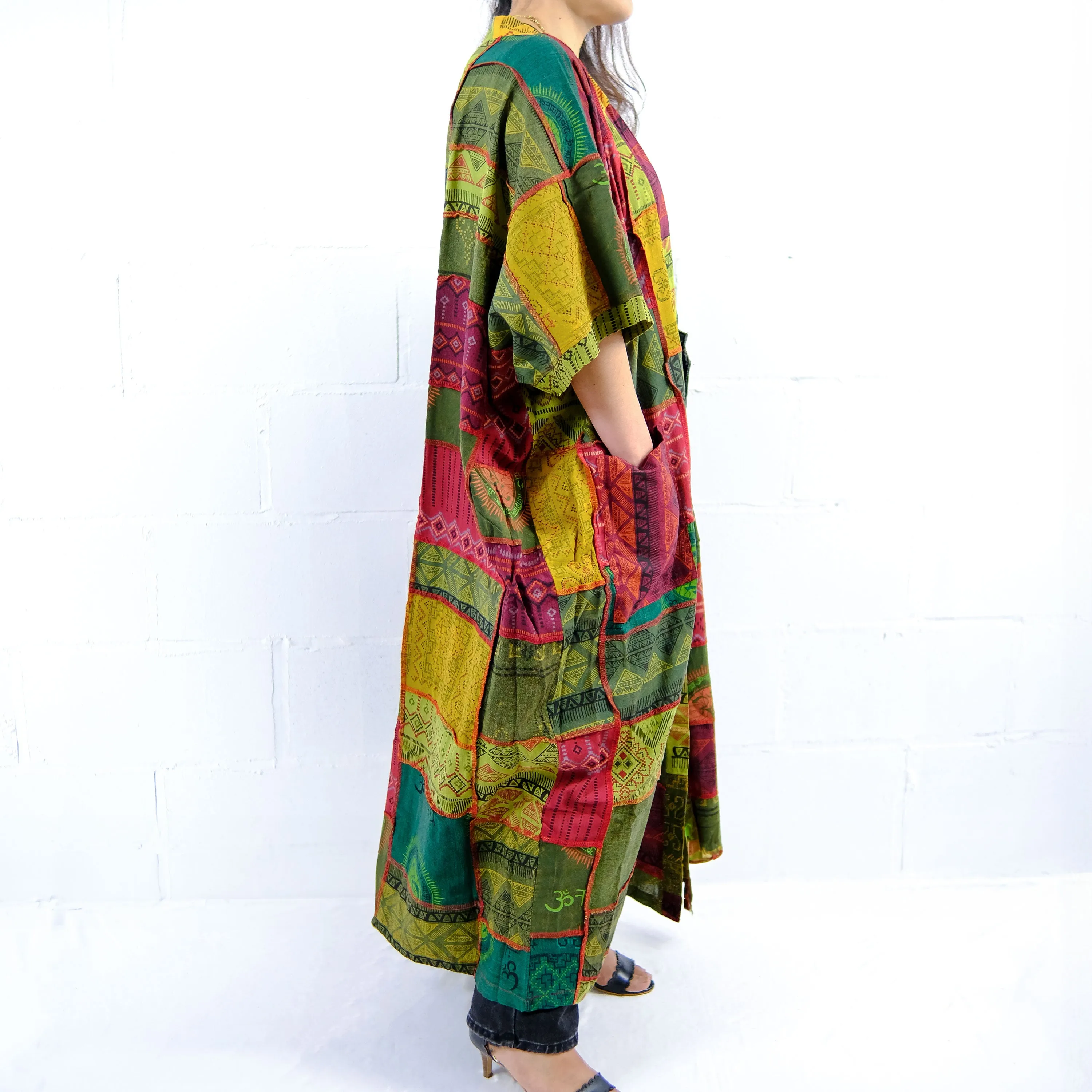 Patchwork Cotton Long Oversized Duster