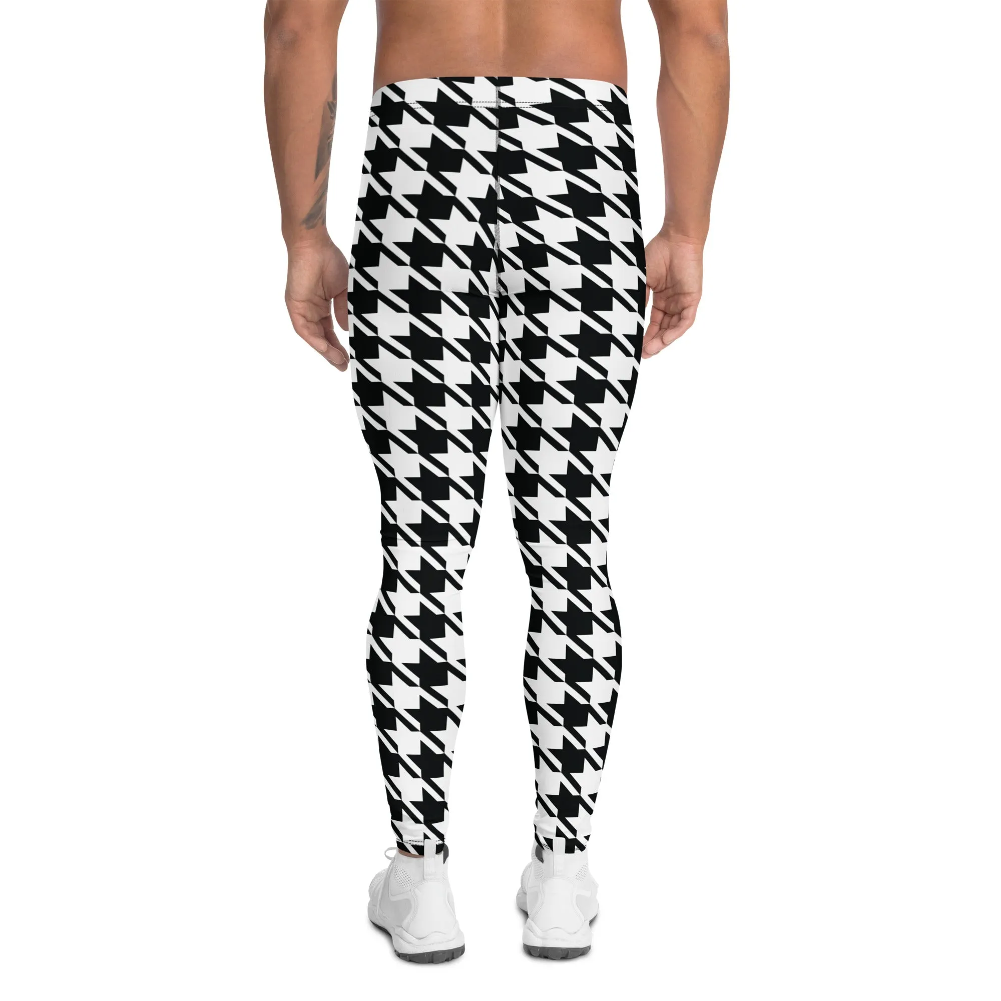 Performance meets Style: Houndstooth Athletic Leggings for Men