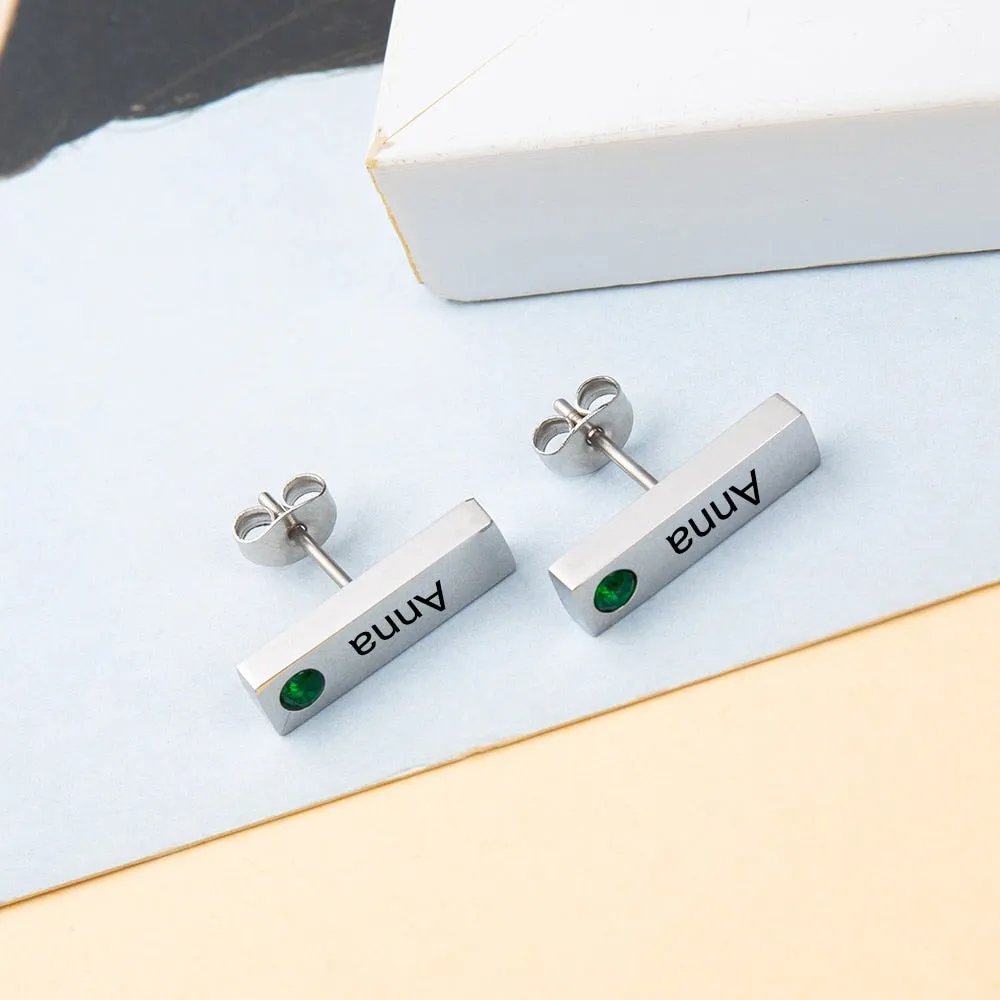 Personalized Engraving Bar Name Earrings For Women