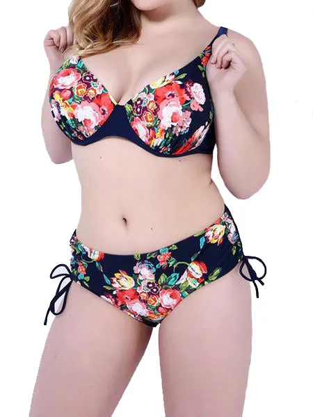 Plus Size Women Sexy Floral Bikini Set