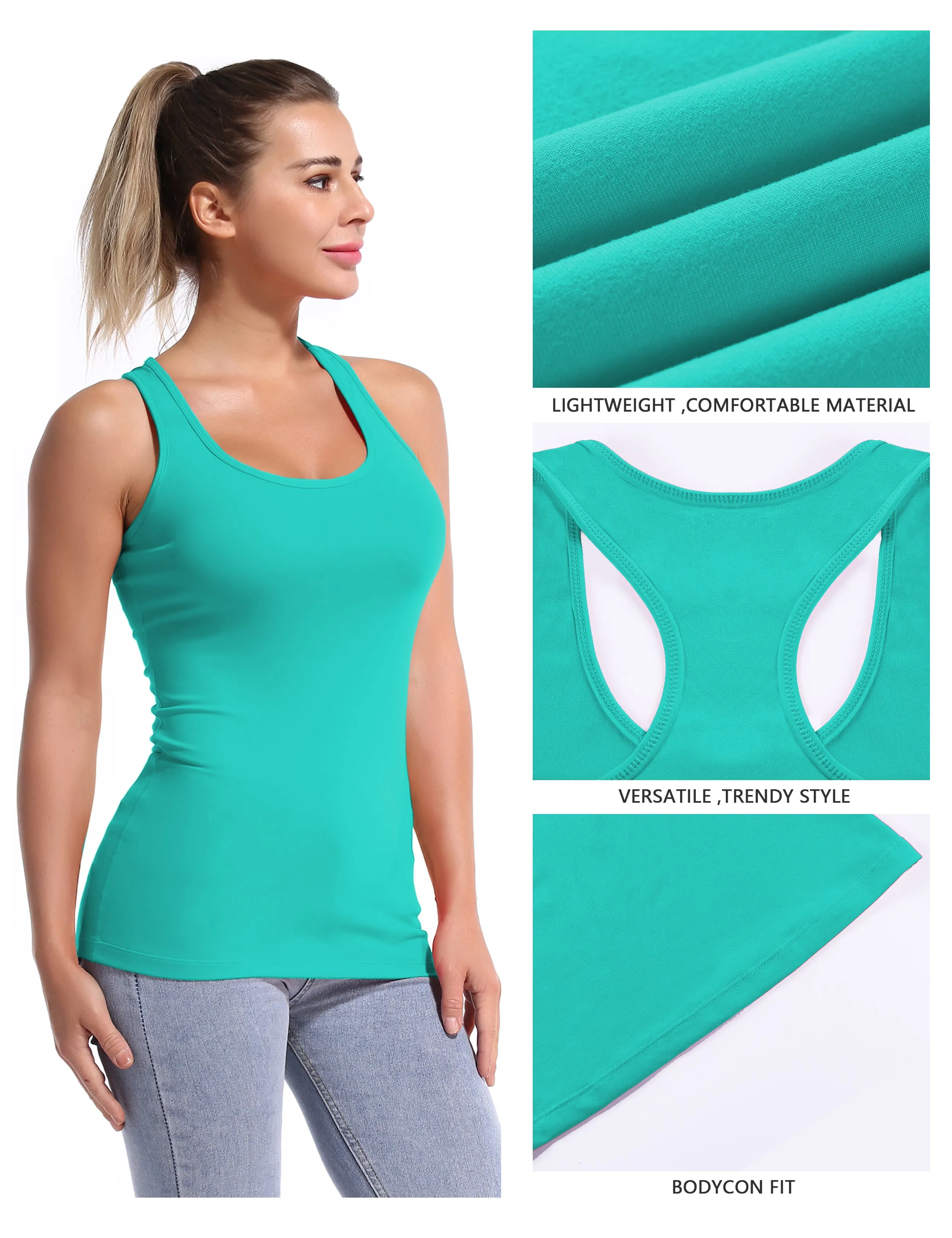 Racerback Athletic Tank Tops cyan