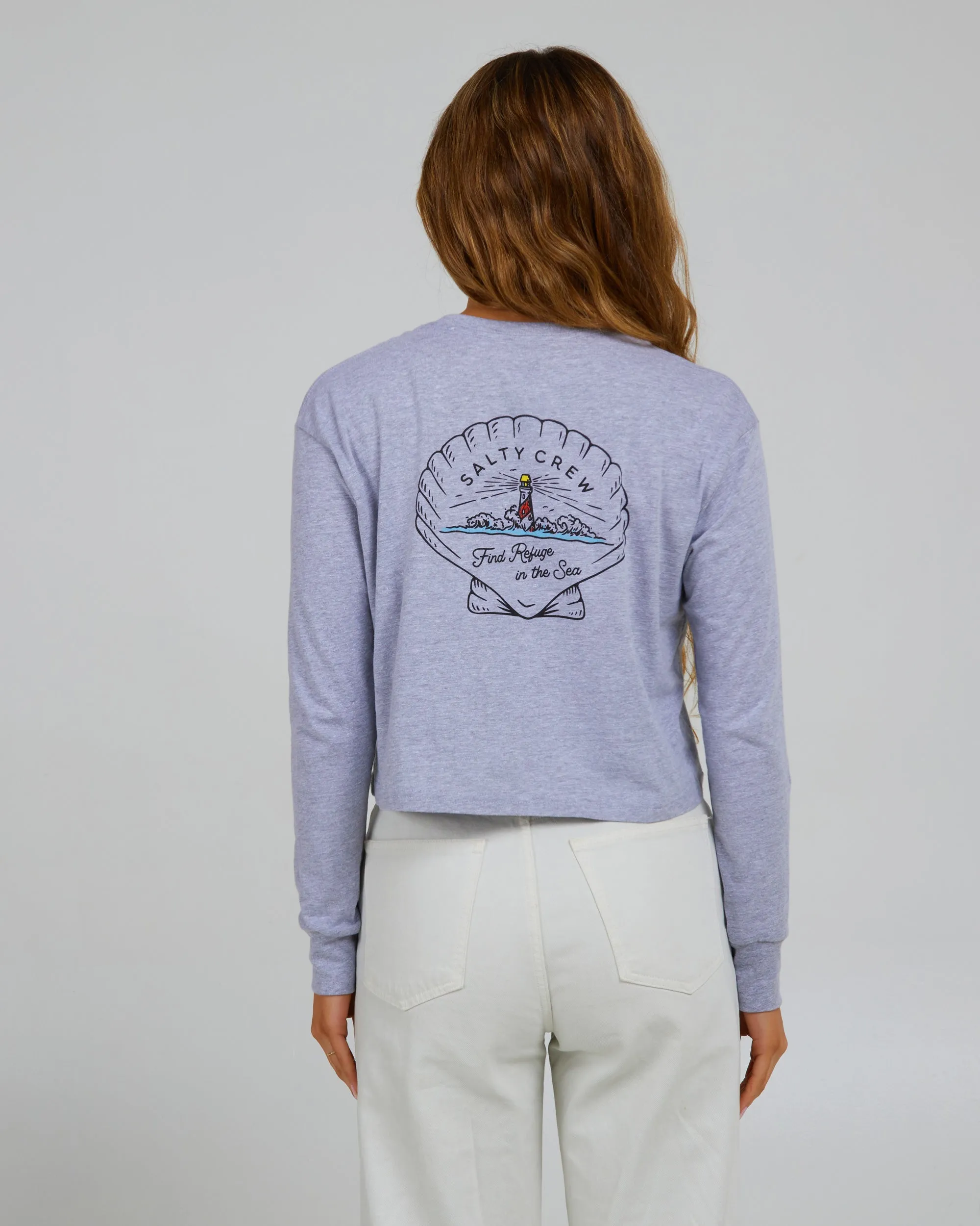 Scallop Athletic Heather L/S Crop