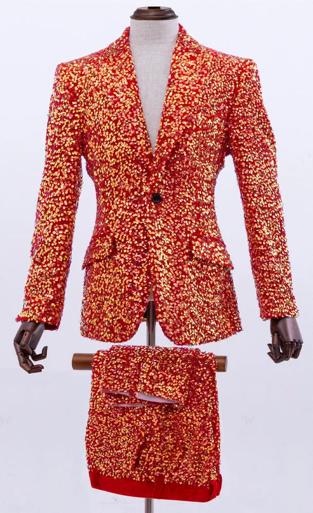 sequin suit men red, Sico C.