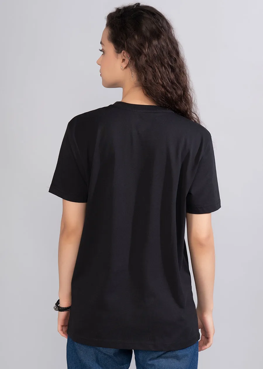 Solid Women Boyfriend T-Shirt - Black