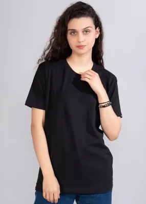 Solid Women Boyfriend T-Shirt - Black