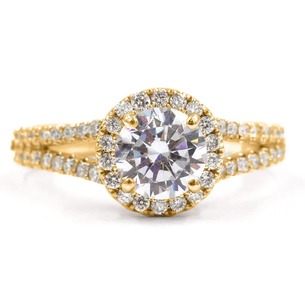 TASHA | Round Halo Split Shank Engagement Ring