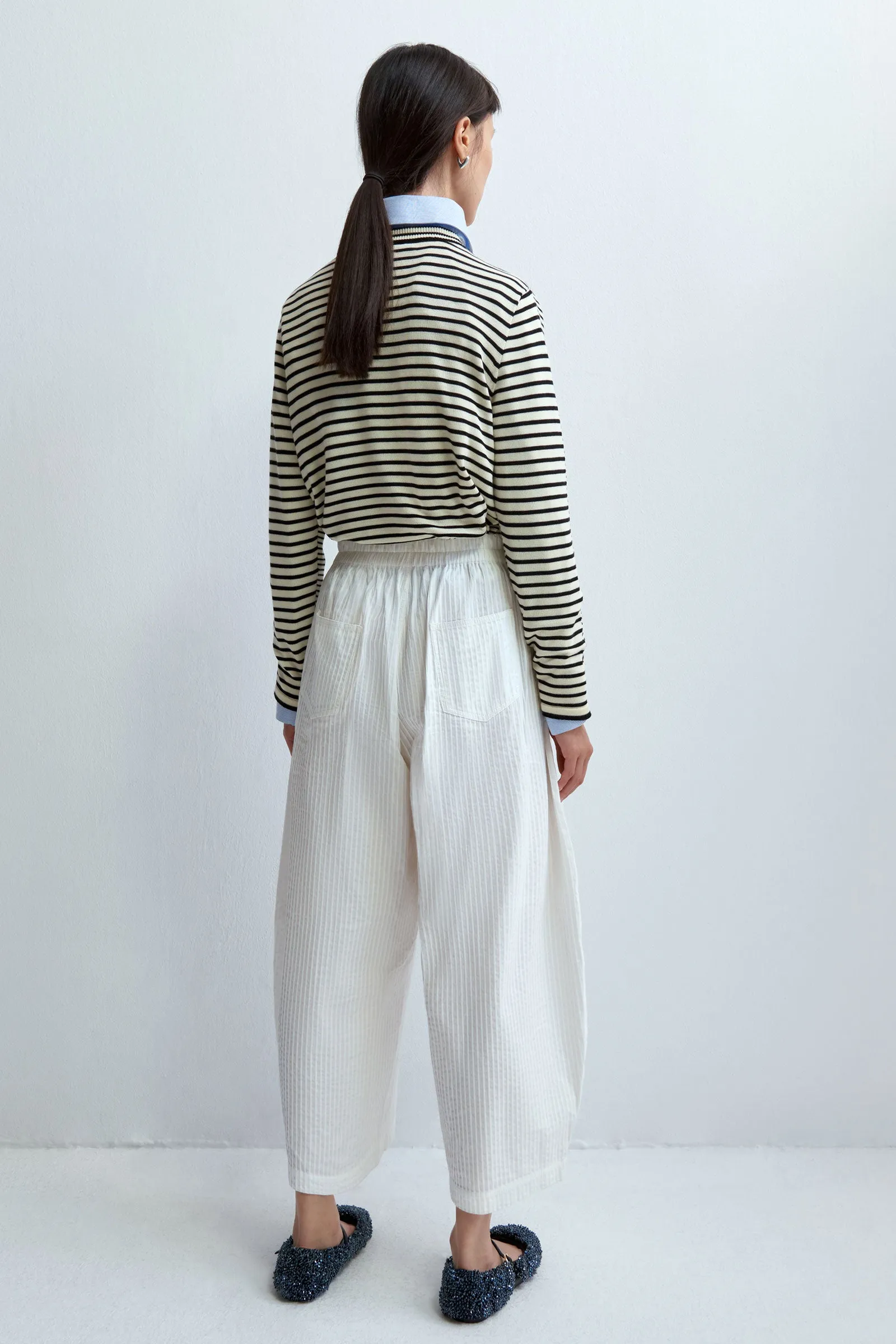 Tubular Curved Cotton Pants