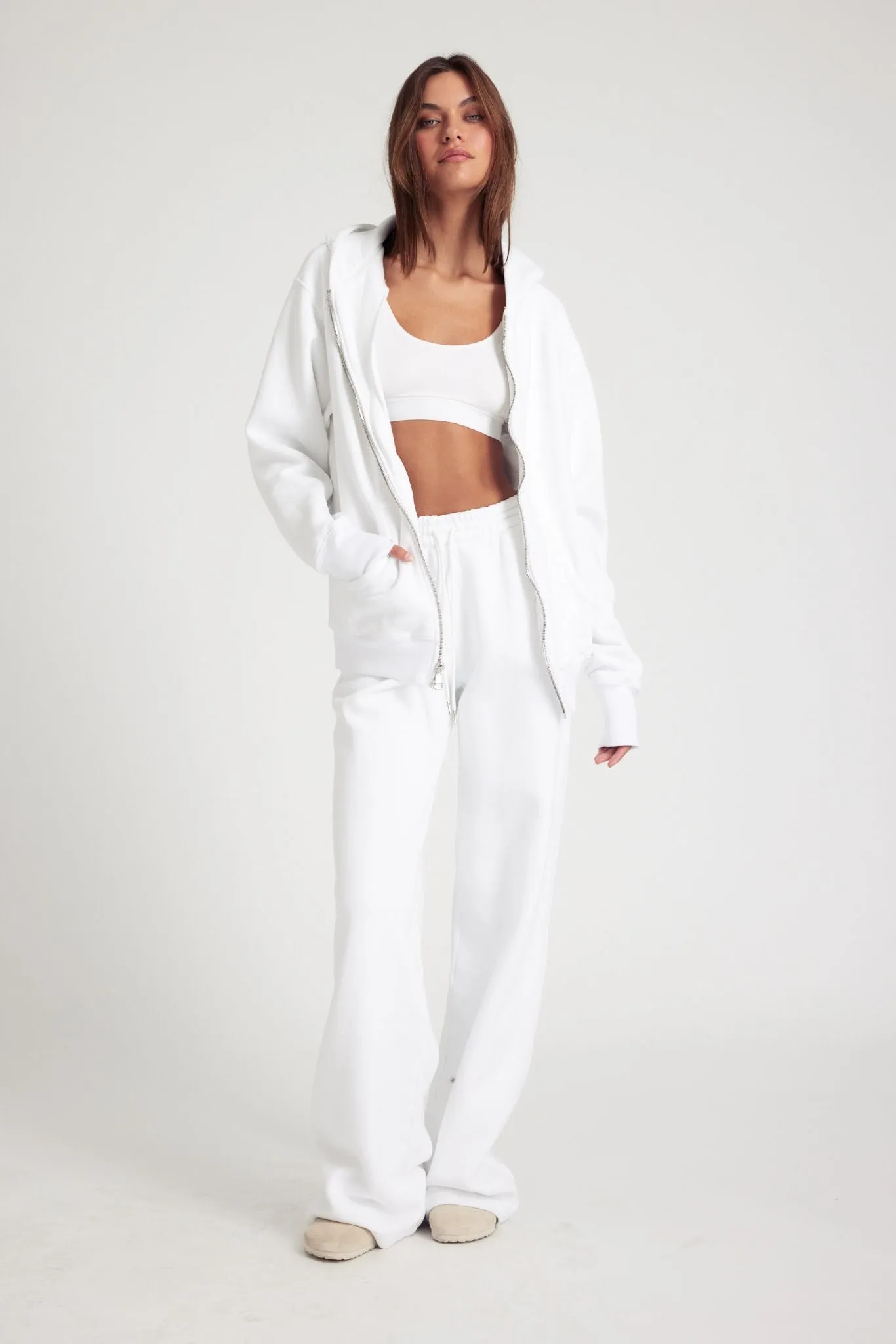 White Cotton Baggy Athletic Sweatpants