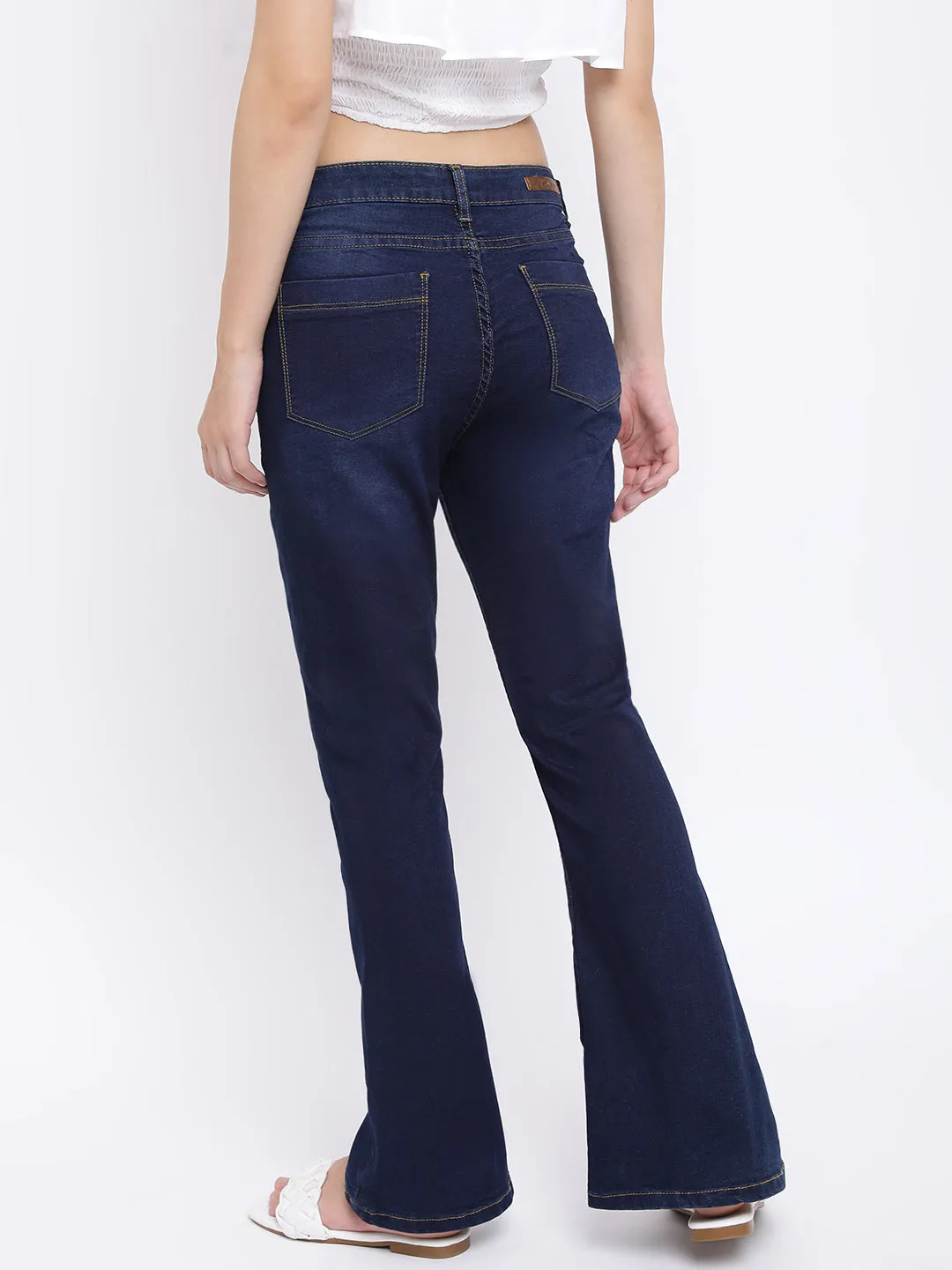 Women Flared Fit Dark Blue Jeans