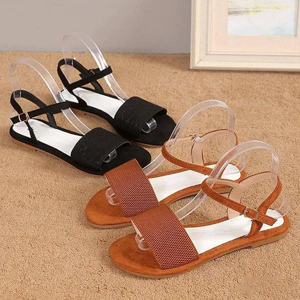 Women's Casual Buckle Suede Flat Sandals 16055348C