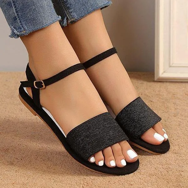 Women's Casual Buckle Suede Flat Sandals 16055348C