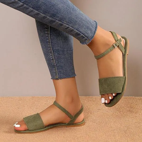 Women's Casual Buckle Suede Flat Sandals 16055348C